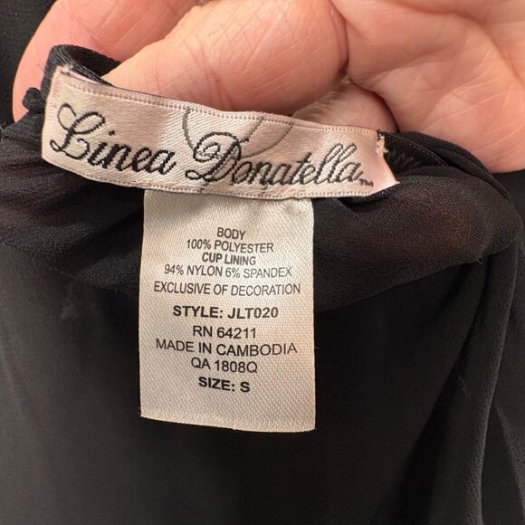 VTG Linea Donatella Small Black Sheer Lace Babydoll Lingerie Halter Nightie - Picture 2 of 9